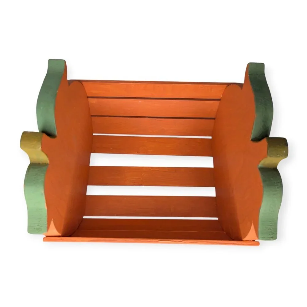 Festive Painted Pumpkin Shaped Wooden Crate/Box Decor